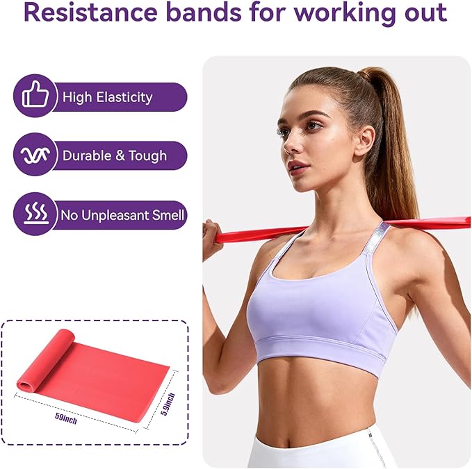 Pilates Kit for Women,15 Inch Magic Circle, 6 Multi-Level Resistance Bands,Yoga Ball Socks, Back Neck Stretcher ,14-Piece Full Body Toning Pilates Equipment for Beginners, 15 Min Daily Routine