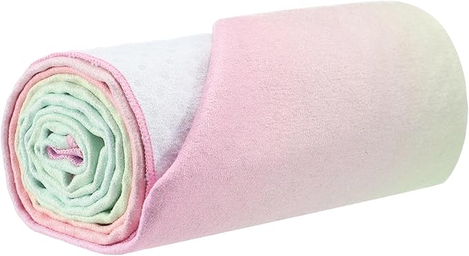 Peryiter Hot Yoga Towel, Yoga Mat Towel with Grip Dot Microfiber Non Slip Sweat Absorbent Mat for Pilates and Fitness, 72" x 24" Soft Blankets Cover for Workout, Gym(Green)
