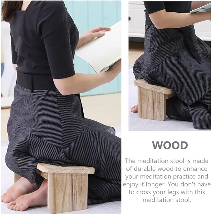 Meditation Kneel Sit Stool Wooden Meditation Bench for Home Temple Relaxation Non-Slip Design for Comfortable Sitting and Improved Circulation