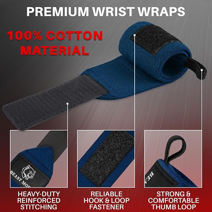 TECEUM Weightlifting 18" & 12" Wrist Wraps with Thumb Loop – Heavy Duty Wrist Workout Braces for Men and Women – Ideal for Powerlifting, Strength Training, Bodybuilding