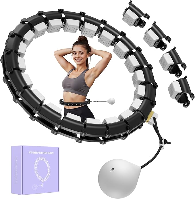 Smart Queen 24 Detachable Knots Quiet Hoop, Weighted Infinity Hula Fit Hoop for Adults Weight Loss, Great for Women and Beginners
