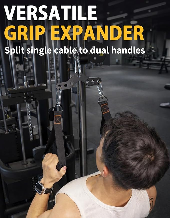 2 to 1 Cable Attachment Adapter,Adjustable LAT Pull Down Bar,Cable Machine Attachments for Gym-8 Inches