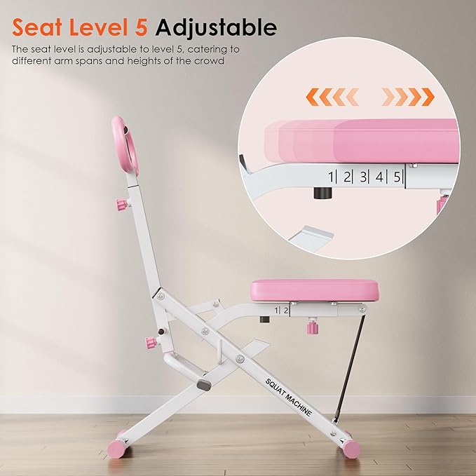 Squat Machine for Home Gym, Squat Rowing Machine with Adjustable Resistance and Optional Full Motion, Squat Assist Trainer for Glutes