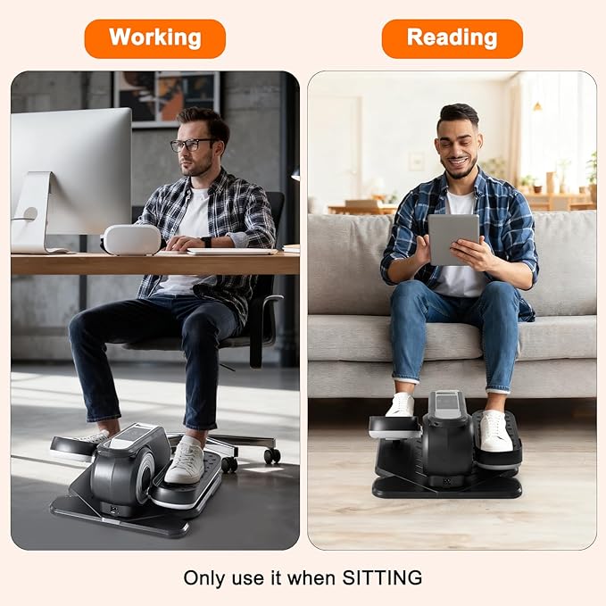OLIXIS Under-Desk Elliptical Machine–Compact & Quiet Mini Pedal Exerciser with Adjustable Speed, LED Display, Portable Fitness Solution for Home or Office Workouts