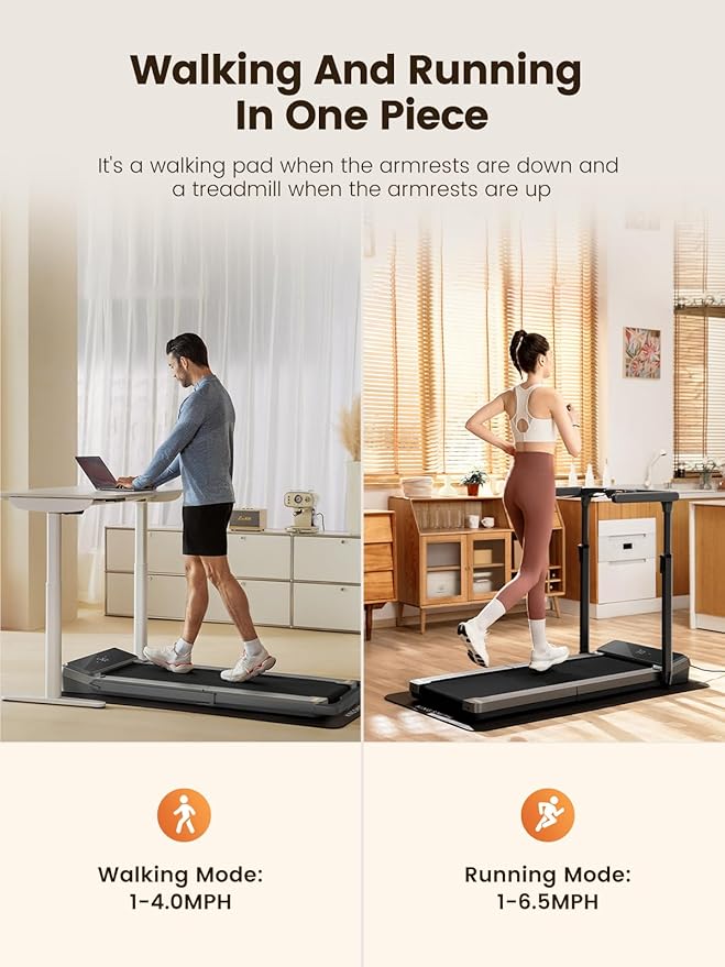 WALKINGPAD Folding Treadmill, 2 in 1 Walking Pad Under Desk Treadmill for Home and Office, Compact Foldable Design with App Control and LED Display