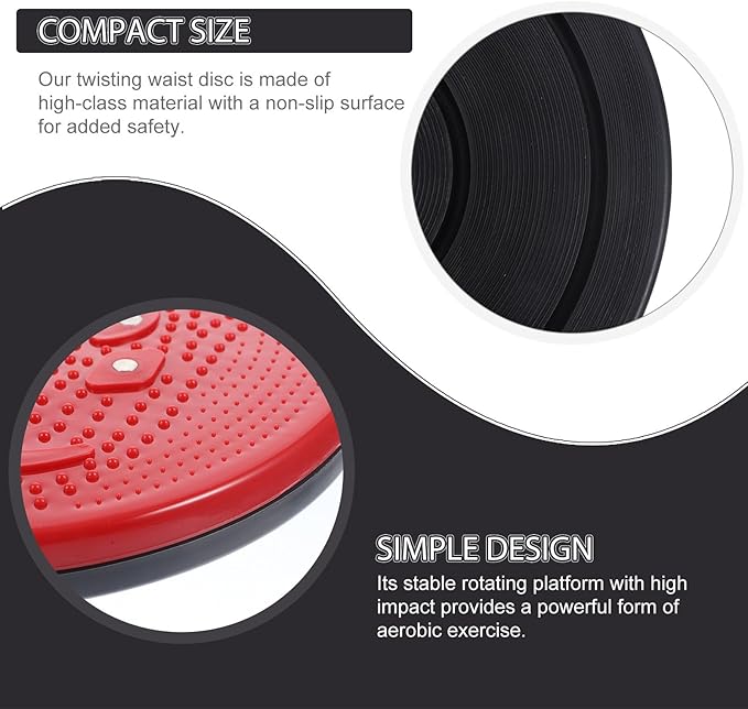 BESTonZON Waist Twisting Disc Fitness Twisting Board Red Compact Indoor Workout Tool for Core Strength and Slimming Exercise