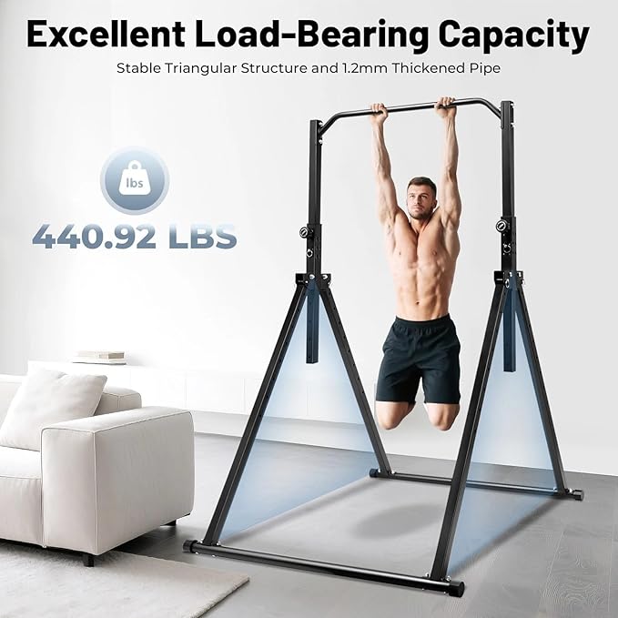 Pull Up Bar Power Tower Dip Station, Triangular Pull Up Bar Strength Training Device,Adjustable Heavy Duty, Load-Bearing 440.92lbs, For Living Rooms, Gyms, Sports Centers.