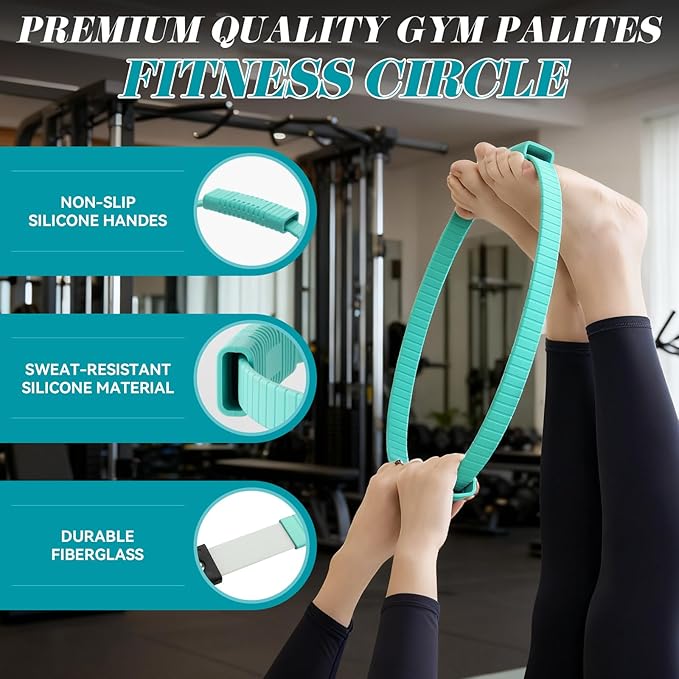 Pilates Ring, Silicone Magic Pilates Rings, Lightweight & Durable Flexible Fitness Circle Exercise Equipment for Toning Arms, Thighs,Legs, Core,Yoga & Physical Therapy