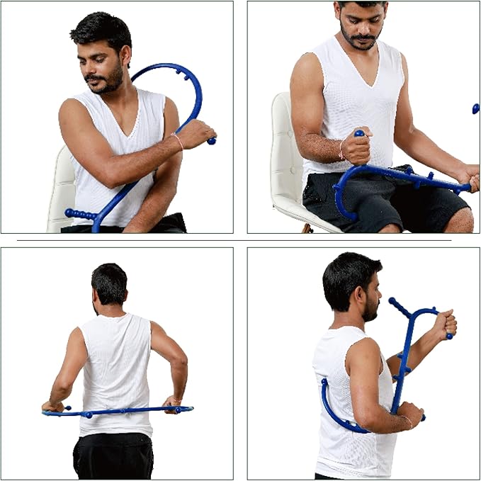 Shrdaepe Massage Trigger Point Cane, Body Deep Tissue, Handheld Back, Neck, Shoulder, Leg and Feet Massager Rod, Muscle Release Tool Self Massage Hook Cane Gifts for Women & Men, Blue