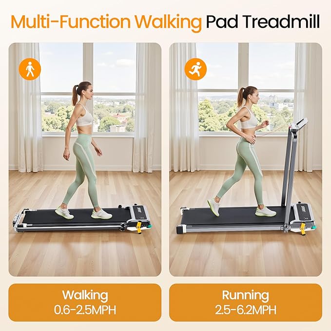2 Side Walking Pad Treadmill with Incline Massage Function, 2 in 1 Under Desk Treadmills Walking Pad and Foot Massager for Home/Office, Portable Treadmill with Remote Control LED Display
