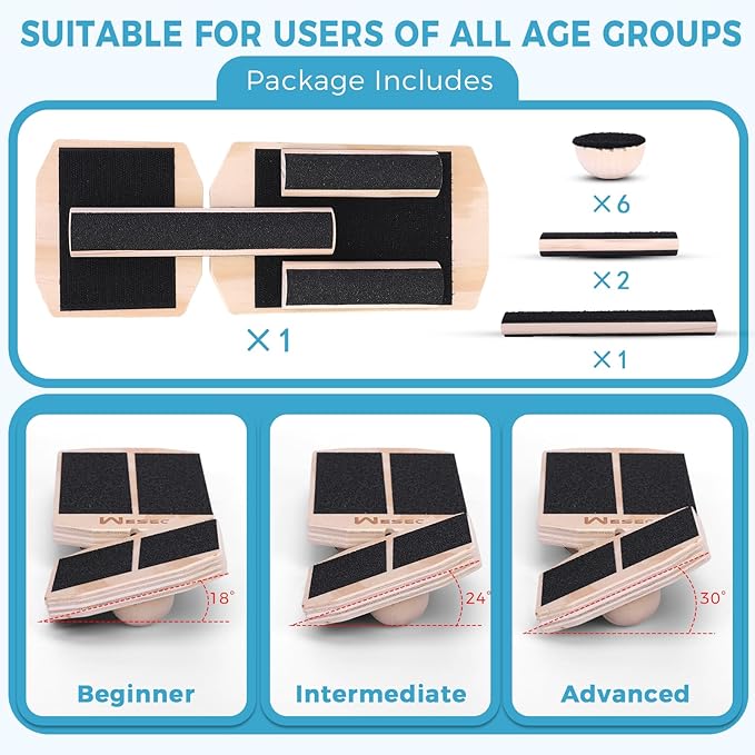 Ankle Balance Board, Non-Slip Strengthener Wood Wobble Board for Sprained, Posture Correction - Home Stability Exercises Balance Board