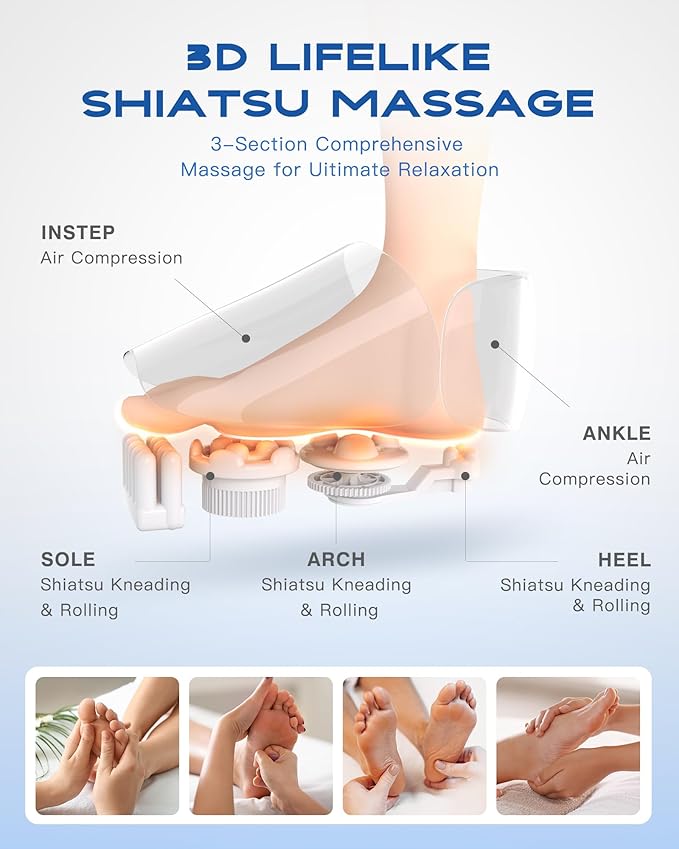 KINGJOY Foot Massager with Heat for Neuropathy, [2026 Upgraded], Deep Kneading Shiatsu Foot Massager for Plantar Fasciitis, Fits Up to Men Size 14, Gifts for Women Mom Men Dad Seniors
