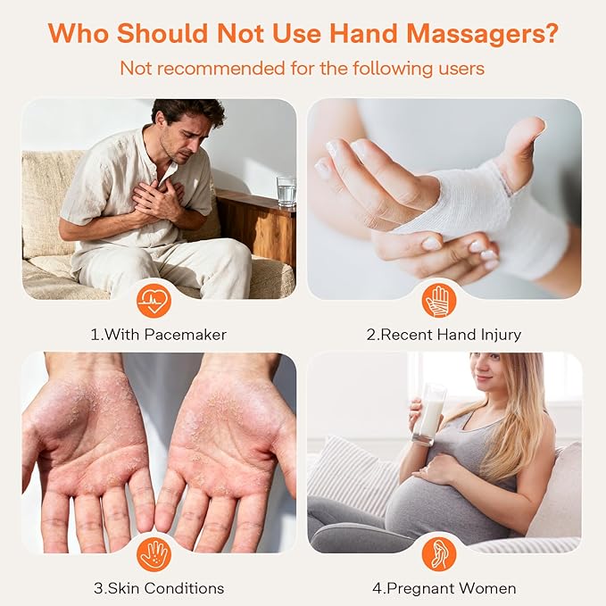 ALLJOY Hand Massager for Arthritis and Carpal Tunnel Relief, Cordless Electric Hand Massager with Heat and Compression for Finger Numbness, Valentines Day Gifts for Women and Men (White)