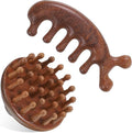 Wood Scalp Massager & Hair Scrubber, Wood Head Massage Brush for Hair Growth Manual Scalp Scrubber Sandalwood Portable Scalps Brush Tool for Woman Men