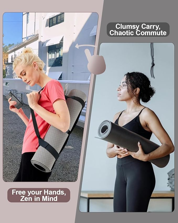 Yoga Mat Carrier, Premium Yoga Strap for Carrying Yoga Mats with Adjustable Hook and Loop Strap, Suitable for Carrying Most Sizes of Yoga Mats, Free Your Hands, Soft and Durable
