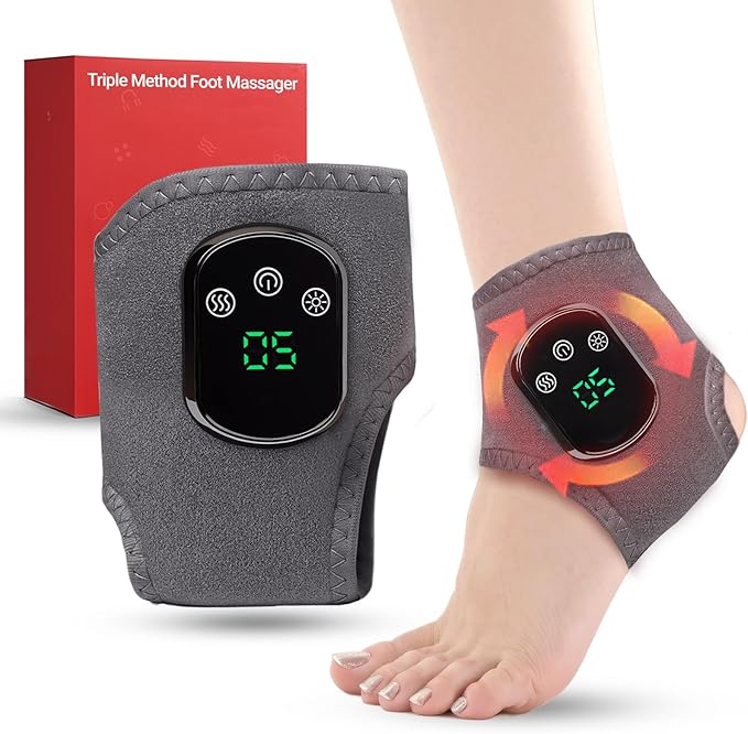 Foot Renew Triple Method Massager - Cordless Heated Foot Massager with 5 Heat & 3 Vibration for Pain Relief & Relaxation, Portable for Home, Office, Travel - Ideal Gift