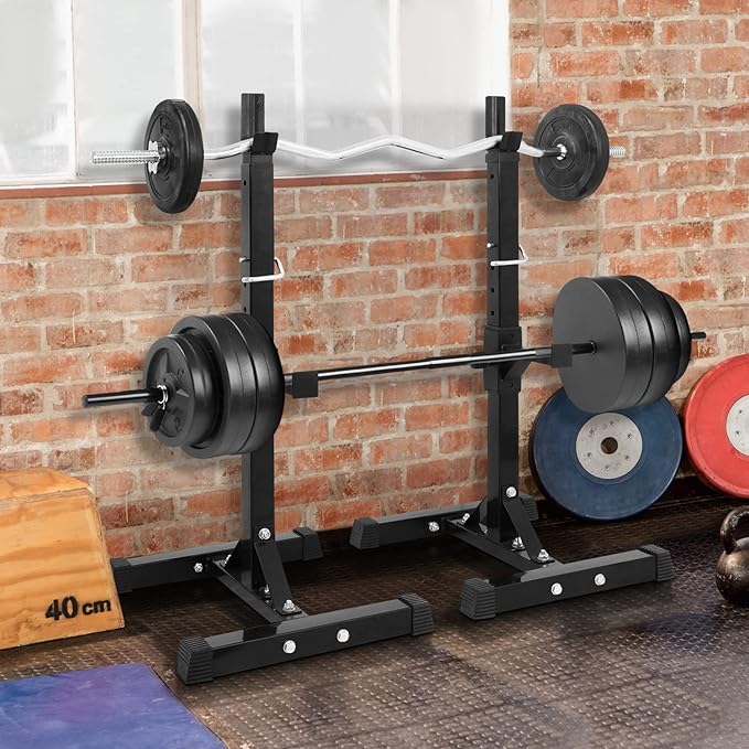 ZENY Adjustable Squat Barbell Rack Stand, Bench Press Rack for Home Gym Strength Training, Max Load 550LB