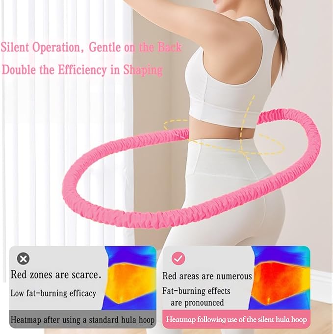 3.2lbs Soft Spring Weighted Fitness Hoop for Adults, Hula-Inspired Core Workout Hoop, Portable & Quiet, Pinch-Free Waist Exercise Design