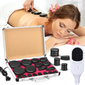 Hot Stones Massage Set 18 Pieces Basalt Hot Rocks Massage Rocks Kit Black Smooth Stones for Professional Home Spa Warming Relaxing Pain Relief, Constant 50°c (122°f)(Adjustable Temperature)