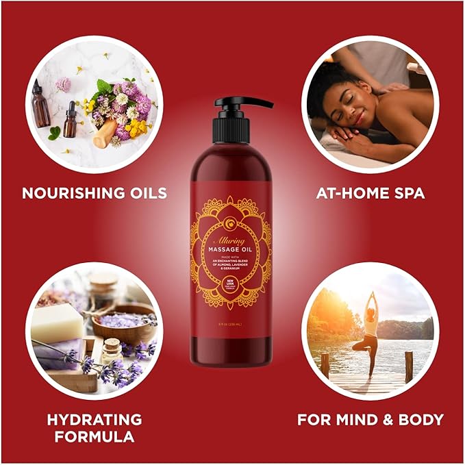 Alluring Massage Oils for Massage Therapy - Maple Holistics Massage Oil Kit with Aromatherapy Lavender Massage Oil Plus Foral Massage Oil for Sensual Aromatherapy Made with Pure Essential Oils