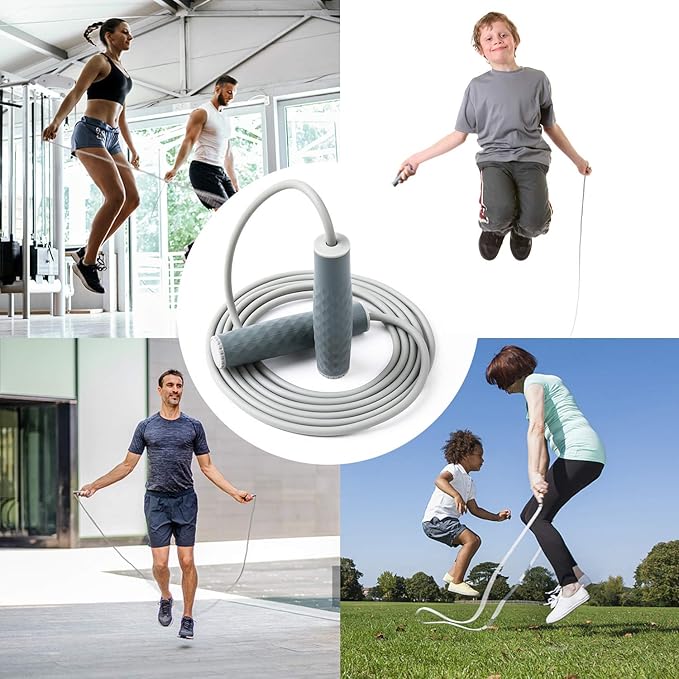 Weighted Jump Rope Workout-1LB Professional Skipping Rope with Adjustable Length and Silicone Comfortable Grips,Heavy Jumpropes Adults Fitness Women Men,Cardio Boxing Endurance Training Exercise