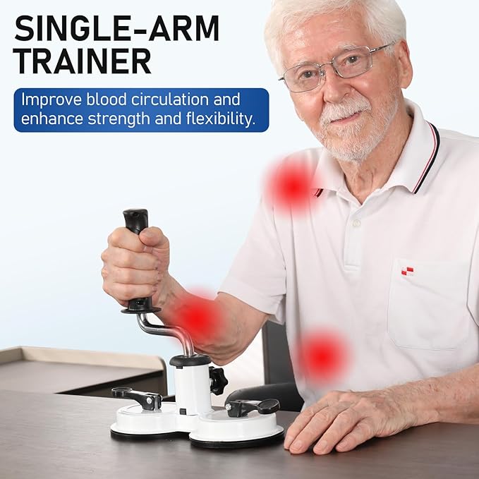 Arm Bike Exerciser for Physical Therapy - Adjustable Resistance Arm Rotation Training Device with Dual Suction Cup Stability - Arm Rehabilitation Equipment for Wrist Injury/Stiffness