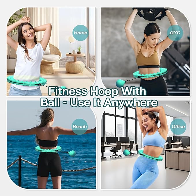 Weighted Hula Infinity Fitness Hoop for Adult Weight Loss, 2 in 1 Smart Fitness Workout Hula Circle Hoops with 27 Detachable Knots, Exercise Fit Hoop Suitable for Women and Beginners