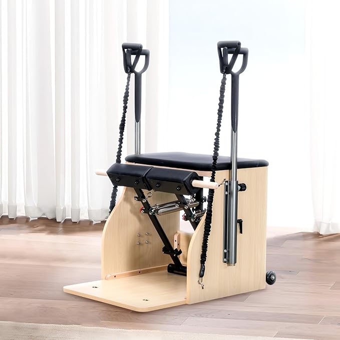 Pilates Chair, Split-Pedal Stability Combo Chair with Handles,Pilates Reformer Machine,Pilates Equipment for Home Or Studio Use