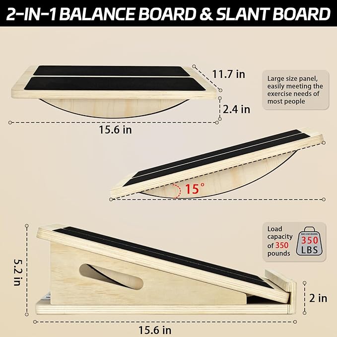 Ultimate Wobble & Slant Board Combo for Balance Training, Calf Stretching, and Core Strength – Perfect for Balance Boards、Wobble Board and Calf Stretcher Enthusiasts