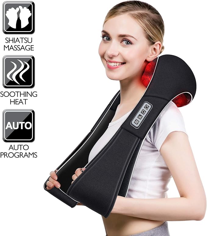 VIKTOR JURGEN Mothers Day Gifts for Mom, Wife, Women & Her, Shiatsu Neck and Shoulder Massager with Heat Deep Tissue Kneading Sports Recovery Massagers for Back, Relaxation Gifts for Husband, Him, Men