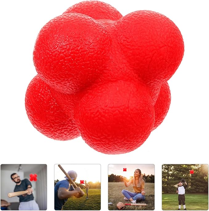 Alipis Hexagonal Reaction Ball for Agility and Hand Eye Coordination Training, 7cm Red High-Difficulty Fitness Ball for Baseball and Indoor Sports Reaction Exercises