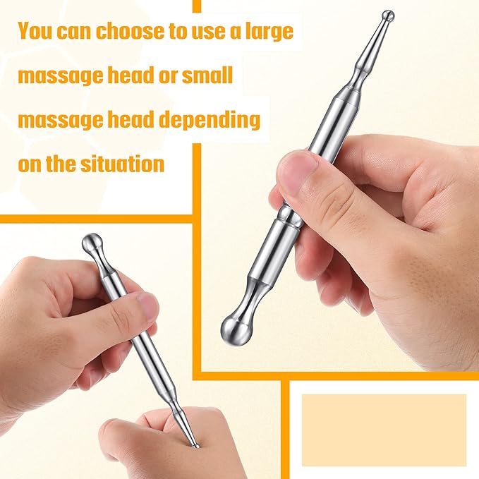 Stainless Steel Acupressure Bar Massage Pen Manual Acupressure Pen-Deep Tissue Massage Tool Relaxing Acupuncture Tools Massage Tools for Full Body Relaxing