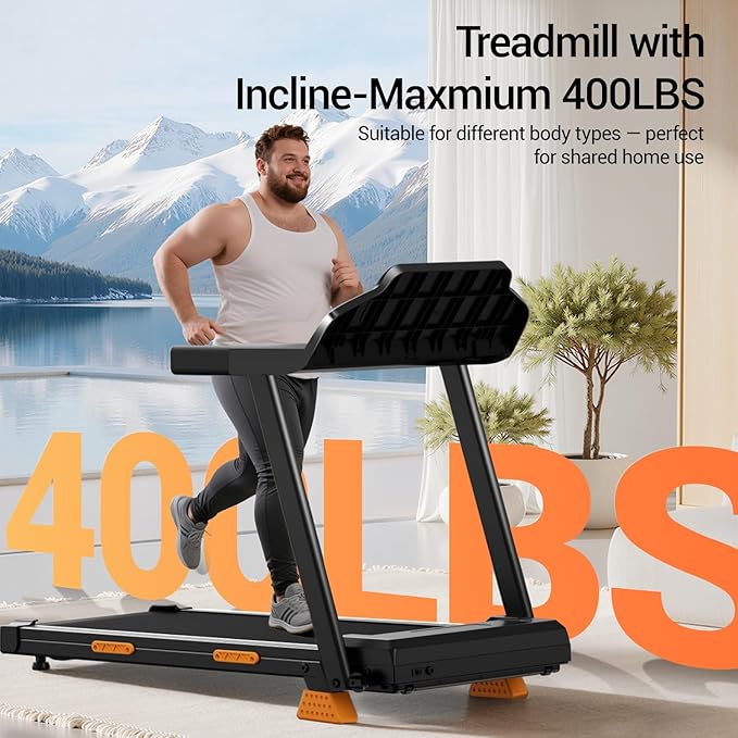 14% Treadmills for Home with Handle, 3 in 1 Portable Treadmill with Incline, Foldable Treadmill with Three Screen, 12 Preset Programs, 400LBS