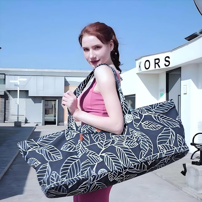 Large Yoga Mat Bag for Women Men, Travel Gym Bag for Pilates Office Beach Workout, Yoga Mat Tote Carrier with Mat Strap for 1/4" 1/2" Thick Exercise Yoga Mat
