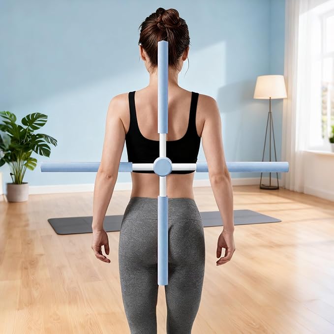 Yoga Stick - 355g Ergonomic Exercise Pole, Spine Support Stretcher, Balance Corrector Rod | Portable Neck Shoulder posturr Fix Tool for Gym Office Home Travel Pilates Training Daily Sitting Aid