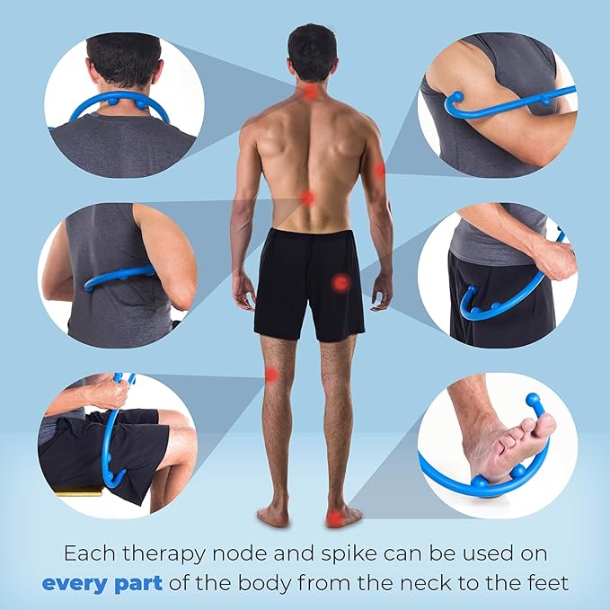 Massage Trigger Point Cane, Body Deep Tissue, Handheld Back, Neck, Shoulder, Leg and Feet Massager Rod, Muscle Release Tool Self Massage Hook Cane for Women & Men, Blue