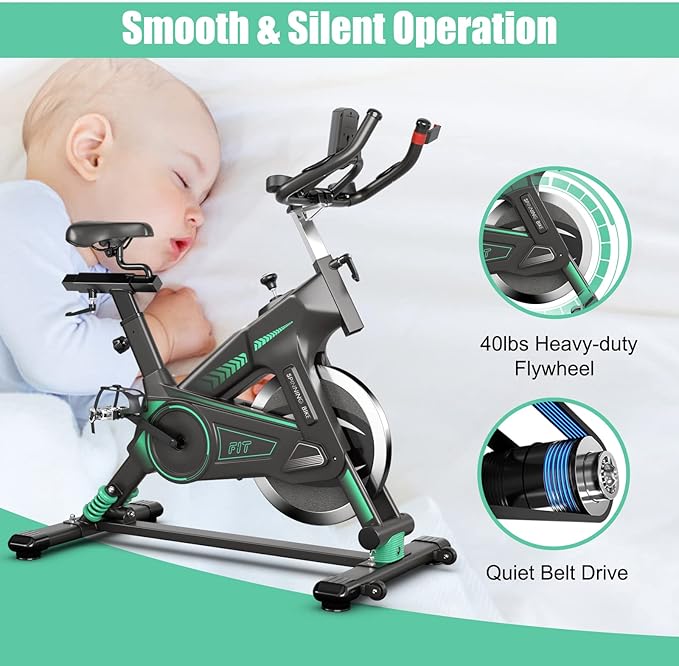 Goplus Indoor Cycling Bike, Stationary Exercise Bike Workout Bike with Device Holders, LCD Monitor, Adjustable Resistance & Seat & Handle, Simulated Swing Design, Suitable for Gym Home Cardio Training