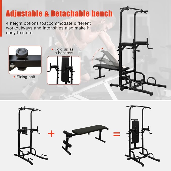 Adjustable Height Dip Bar Station, Heavy Duty Dip Station for Home Gym,Multi-function Dip Station Pull Up Bar Full Body Strength Training Workout Fitness Equipment for Tricep Dips