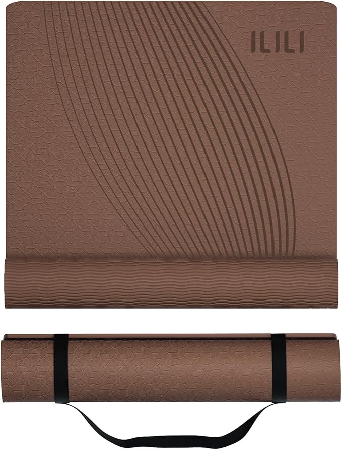 ILILI Yoga Mat, 72x25×0.3 Inch, TPE Exercise Mat, Tear-Resistant, Fitness Yoga Mat with Carrying Strap, Ideal for Yoga, Pilates, Home Workouts, Stretching & All Fitness Routines