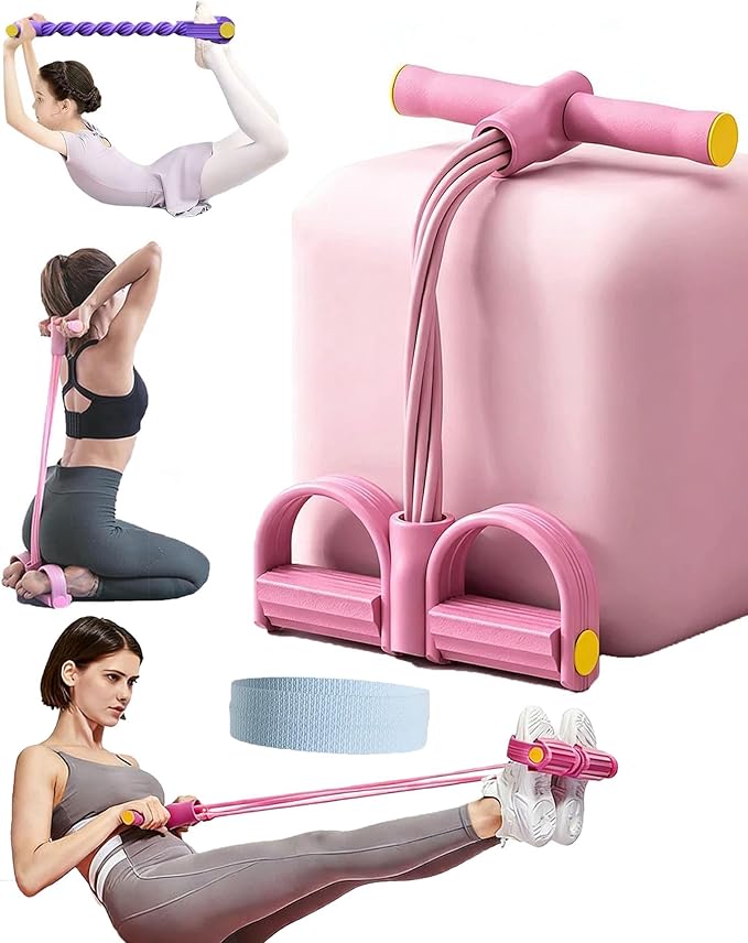 3-in-1 Multifunction Pedal Resistance Band, Fashion Puller Exercise, 8 Tube Pedal Resistance Device, Detachable and Adjustable Pedal Resistance, Multifunction Tension Rope for Waist/Arm/Leg
