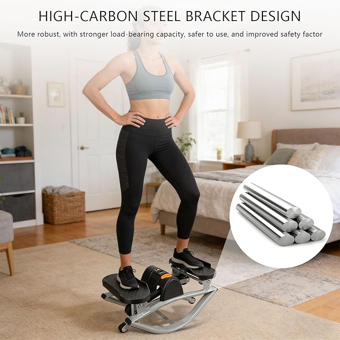 Rock Stepper Step Side-to-Side Lateral Rocking Fitness Stepper with Digital Monitor/Resistance Bands Machine for Home Workout