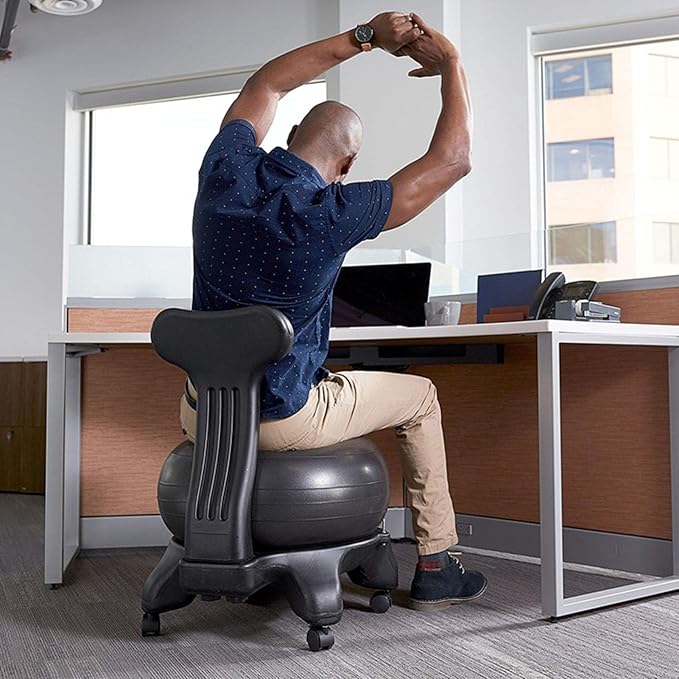 Balance Yoga Ball Chair, Adjustable Active Sitting Exercise Ball Chair, Spine Support, Ergonomic Comfort Office Chair for Prolonged Sitting, Lockable Wheels