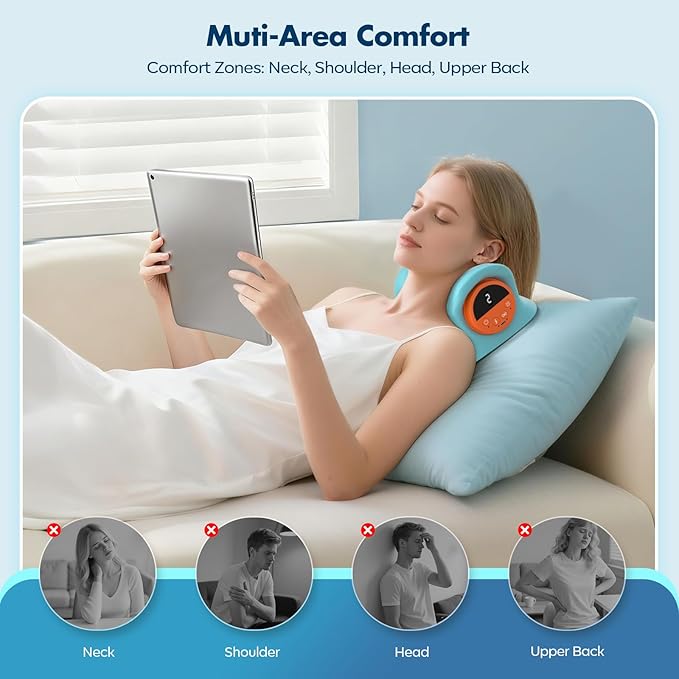 Neck Massager 2026 Deep Tissue Massage with Heating and Vibration Neck massager-3D deep Tissue Massage for Shoulder and Back, Portable Cordless with Type-C Charge,Home Office Car Use
