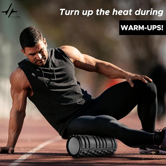 PulseITRoll 30cm Foam Roller – Deep Tissue Back & Muscle Massager for Pain Relief, Myofascial Trigger Point Therapy, Yoga, Pilates & Fitness Recovery – 30CM High-Density Black Roller
