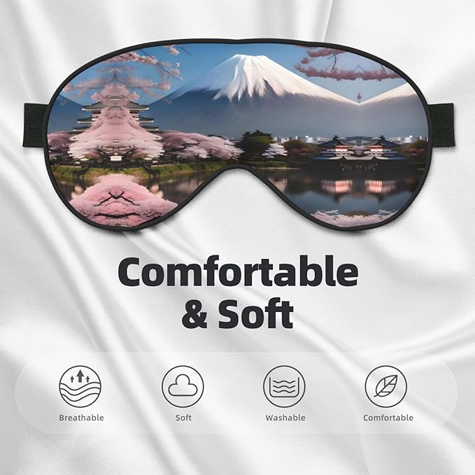 Mt. Fuji in Early Spring Head-Mounted Double-Sided Light-Blocking Sleeping Eye mask to Protect Eyes and Relieve Eye Fatigue
