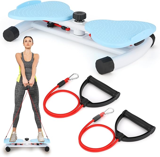 Waist Twister Machine with Resistance Bands-Slim Waist & Core Ab Exercise Board, 300 lbs Weight Capacity, Noiseless Home Gym Equipment for Women Men