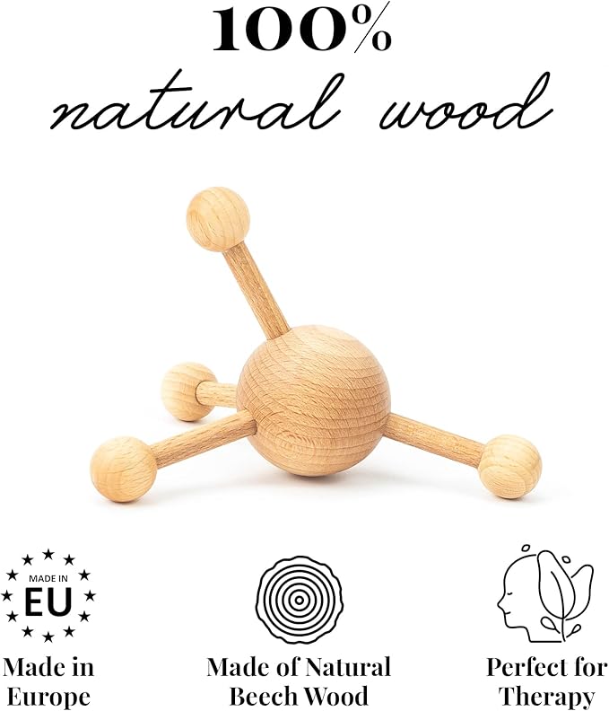tuuli Accessories – Trigger Point Massage Tool, Multi-Functional Wooden Handheld Massager for Back, Neck, Shoulder and More, Helps Ease Muscle Tension and Support Skin Health