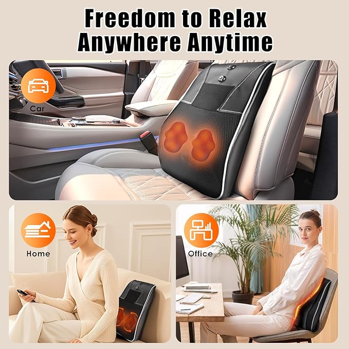 Shiatsu Neck and Back Massager with Heat,Neck Massager for Pain Relief deep Tissue,3D Kneading Massage Pillow for Back,Shoulder,Leg,Gifts for Mom,Dad,Women (Black)