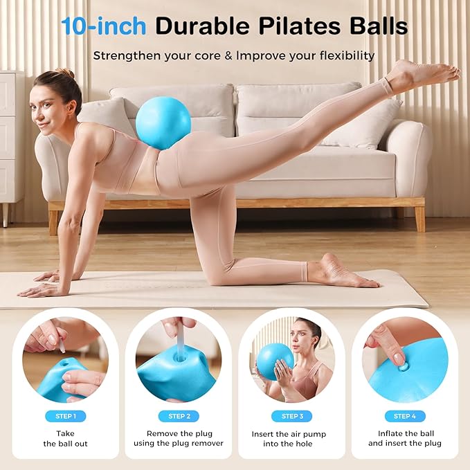 Pilates Kit 13Pcs Home Pilates Essentials Workout Kit with 13" Ring, 10" Ball and Resistance Bands for Women at Home Pilates Equipment Set for Beginners