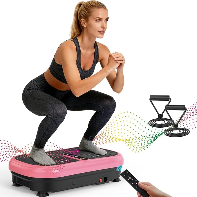 AXV Vibration Plate Fitness Platform Exercise Machine Vibrating Lymphatic Drainage Shaking Workout Full Body Shaker Vibrate Stand Shake Board Sport Gym Pad for Weight Loss Fat Burner for Women Men